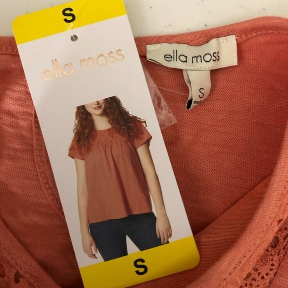 Ella Moss Womens Top Blouse Slub Knit Embroidered Keyhole Orange Size S - Picture 3 of 6